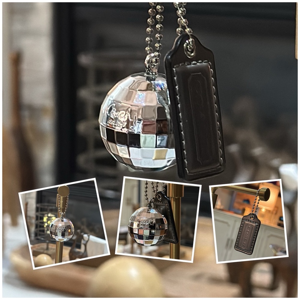 RARE Authentic Coach Disco Ball Bag Charm w/Metallic Patent Leather Hangtag